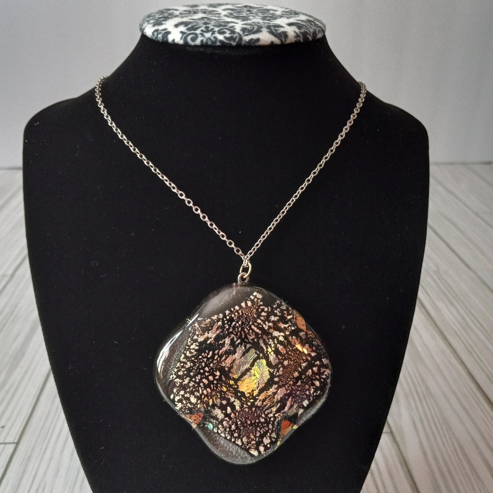 Dichroic Glass Pendant Necklace